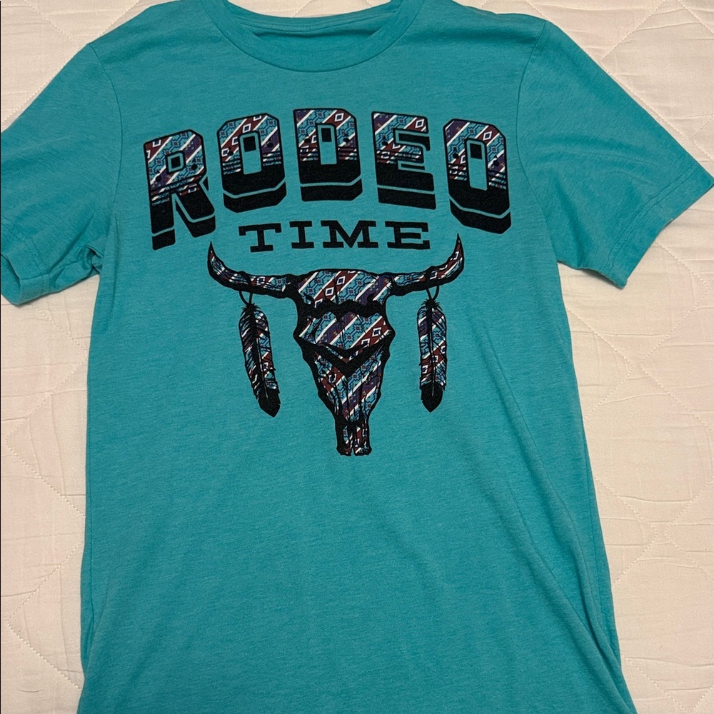 Rodeo Time Teal Graphic T-Shirt
